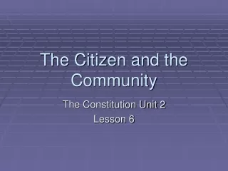 The Citizen and the Community