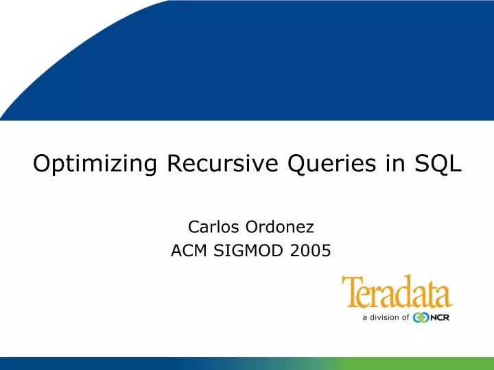 optimizing recursive queries in sql