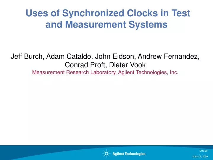 uses of synchronized clocks in test and measurement systems