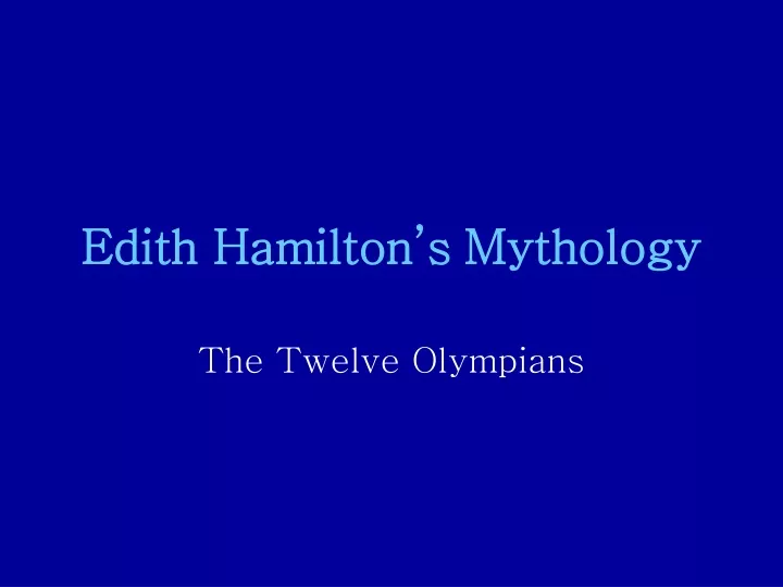 edith hamilton s mythology