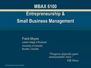 MBAX 6100 Entrepreneurship &amp;  Small Business Management