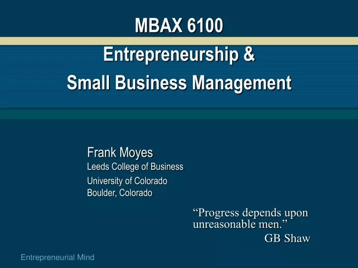 mbax 6100 entrepreneurship small business management