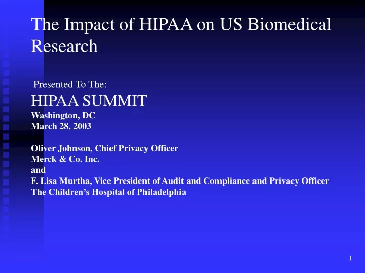 the impact of hipaa on us biomedical research