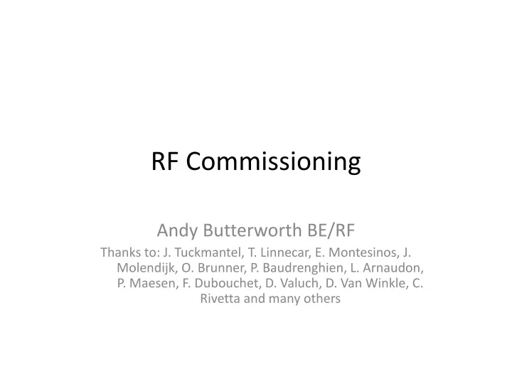 rf commissioning
