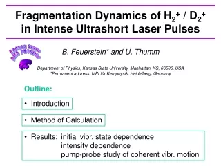 Fragmentation Dynamics  of H 2 +  / D 2 + in Intense Ultrashort  Laser Pulses