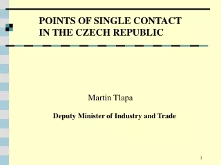 POINTS OF SINGLE CONTACT  IN THE CZECH REPUBLIC