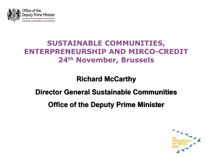 sustainable communities enterpreneurship and mirco credit 24 th november brussels