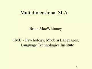 Multidimensional SLA
