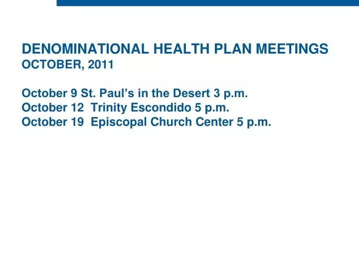 denominational health plan meetings october 2011