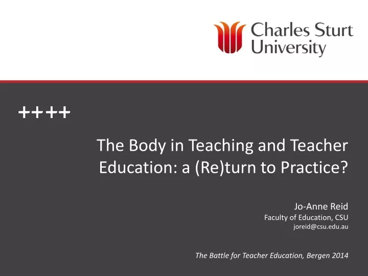 the body in teaching and teacher education