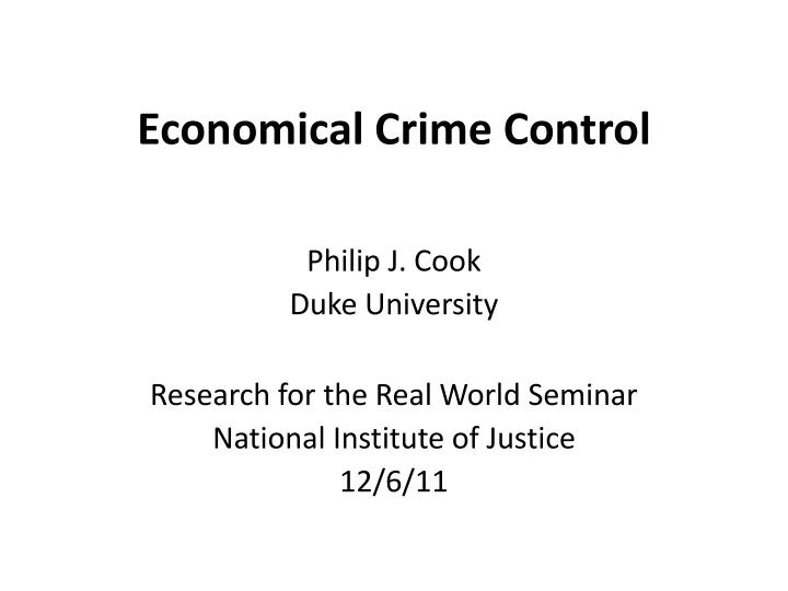 economical crime control