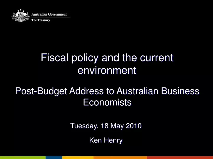 fiscal policy and the current environment