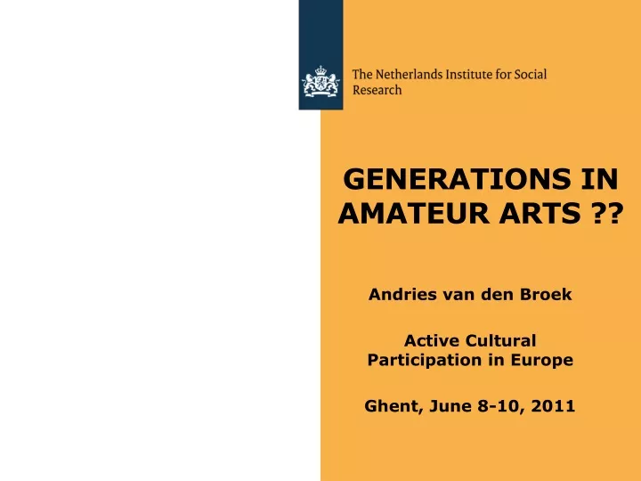 generations in amateur arts