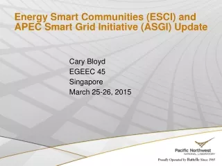 Energy Smart Communities (ESCI) and APEC Smart Grid Initiative (ASGI) Update