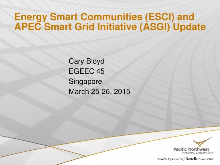 energy smart communities esci and apec smart grid initiative asgi update