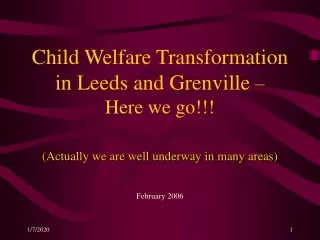 Child Welfare Transformation in Leeds and Grenville  –    Here we go!!!