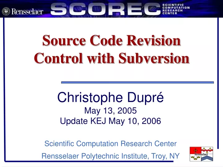 source code revision control with subversion