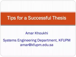 Tips for a Successful Thesis