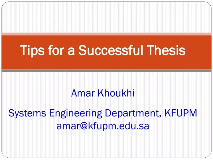 tips for a successful thesis