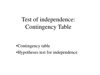 Test of independence:  Contingency Table