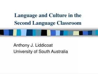 Language and Culture in the Second Language Classroom