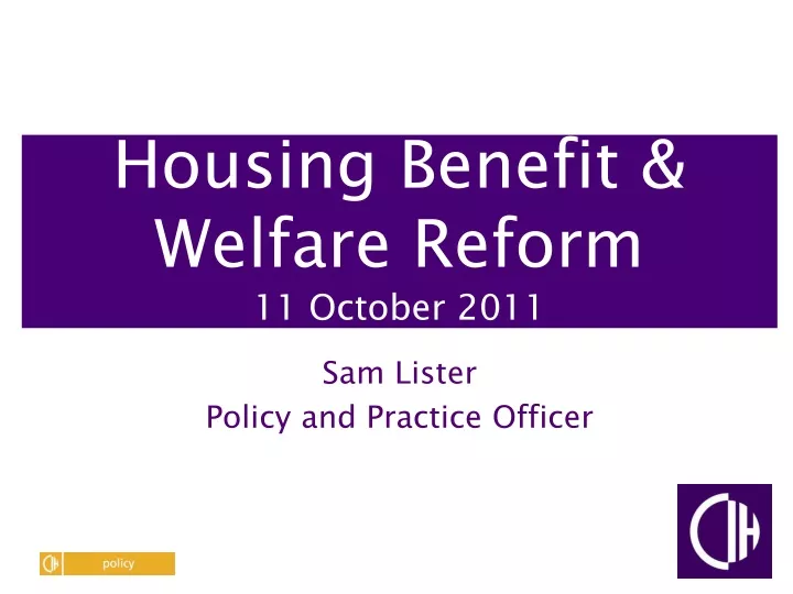 housing benefit welfare reform 11 october 2011