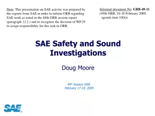 SAE Safety and Sound Investigations