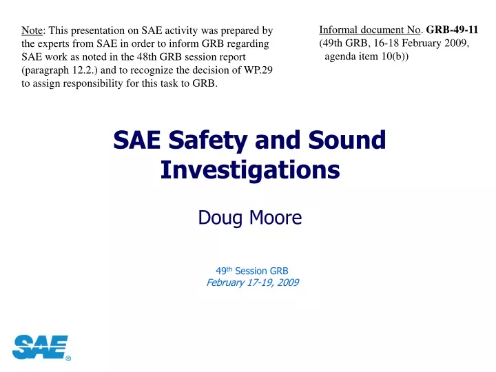 sae safety and sound investigations