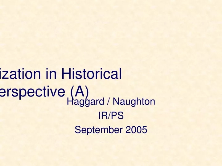 globalization in historical perspective a