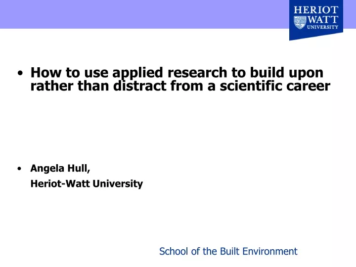 how to use applied research to build upon rather
