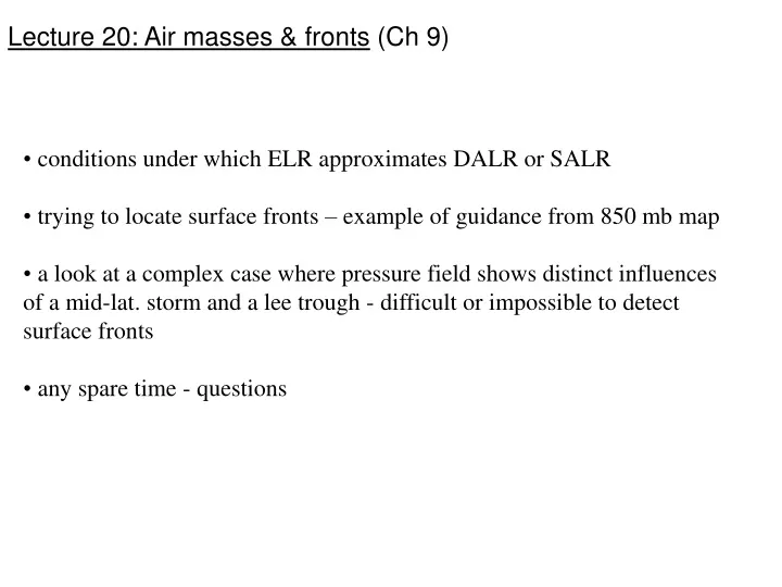 lecture 20 air masses fronts ch 9