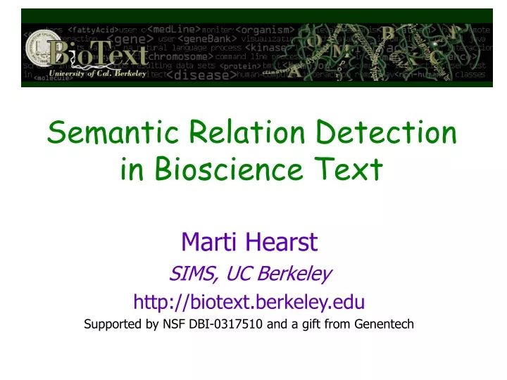 semantic relation detection in bioscience text