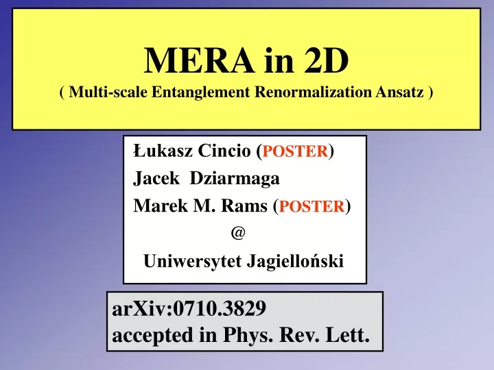 mera in 2d multi scale entanglement renormalization ansatz