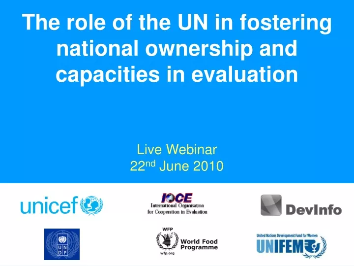 the role of the un in fostering national ownership and capacities in evaluation