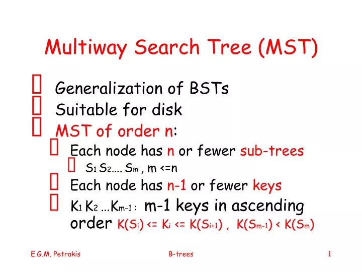 multiway search tree mst