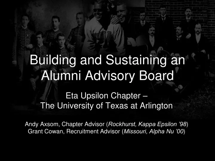 building and sustaining an alumni advisory board
