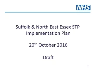 Suffolk &amp; North East Essex STP  Implementation Plan 20 th  October 2016 Draft