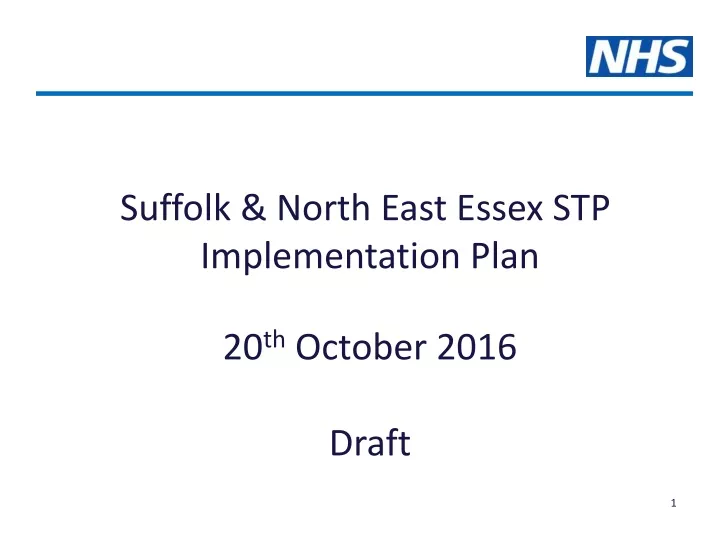 suffolk north east essex stp implementation plan