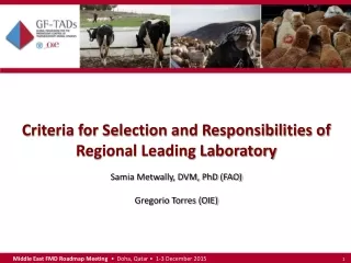 Criteria for Selection and Responsibilities of Regional Leading Laboratory