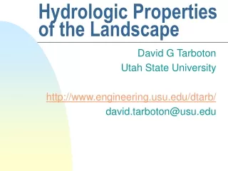 Hydrologic Properties of the Landscape