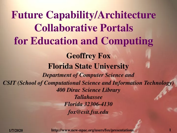 future capability architecture collaborative portals for education and computing