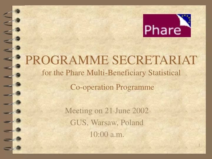 programme secretariat for the phare multi beneficiary statistical co operation programme