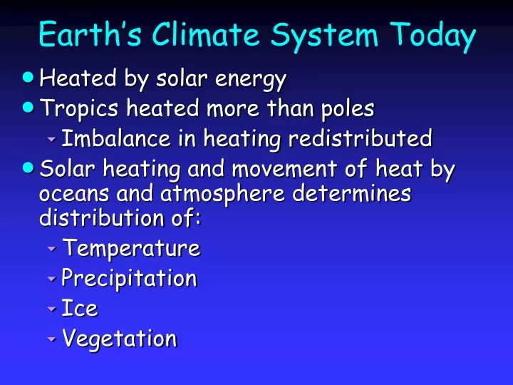 earth s climate system today