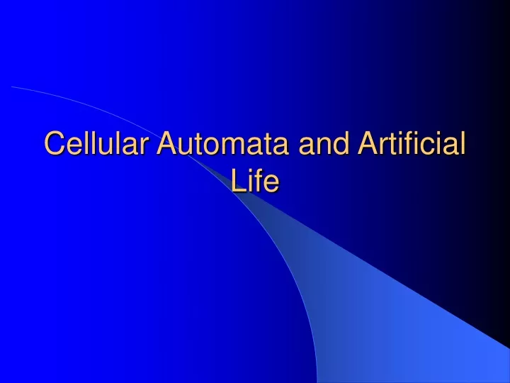 cellular automata and artificial life