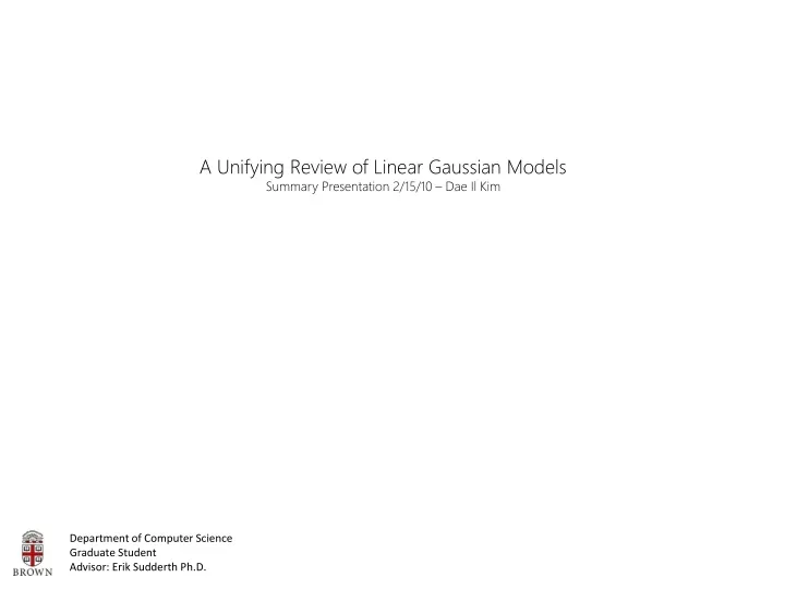 a unifying review of linear gaussian models
