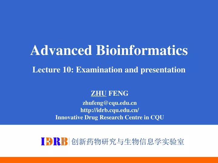 advanced bioinformatics lecture 10 examination