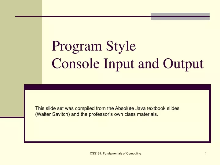 program style console input and output