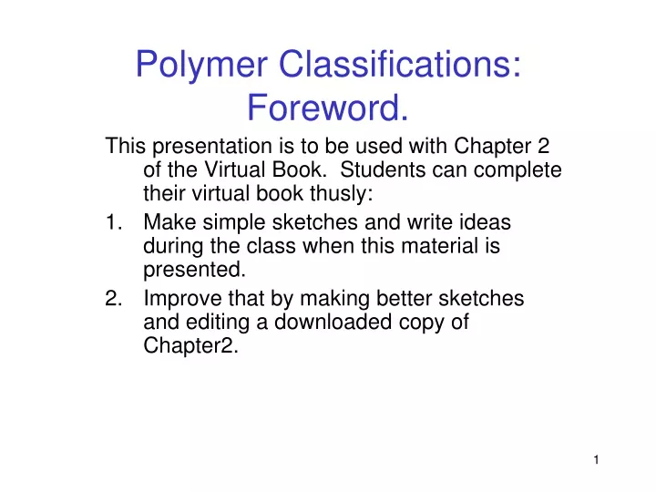 polymer classifications foreword