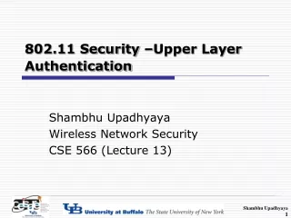 802.11 Security –Upper Layer Authentication