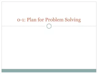 0-1: Plan for Problem Solving
